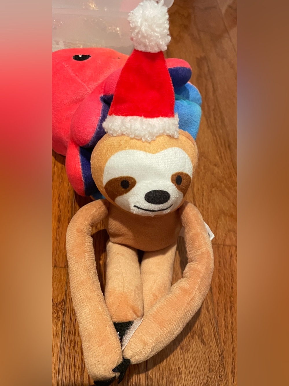 Holiday Hat Brown Sloth Plush Hanging Toy - Cute Cuddly Companion